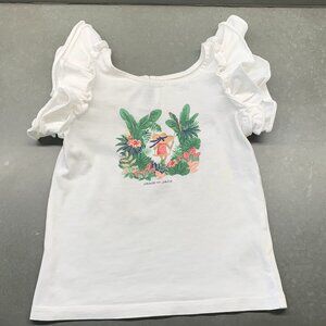 Janie and Jack Girls Flutter Sleeve Graphic Tee – Size 4